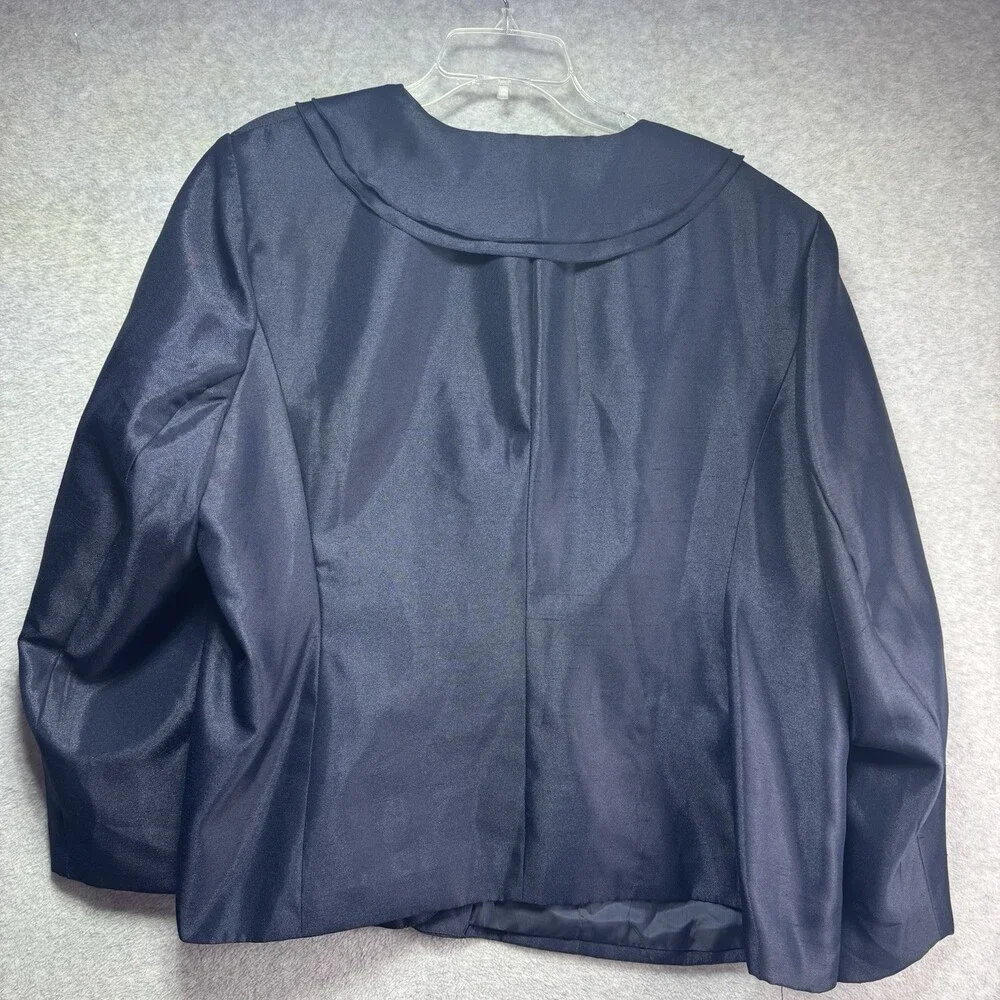 Danilo Women's 24W Blazer Jacket Silk Navy Blue Rhinestones Flower Formal $220 - Picture 3 of 6